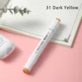 Dual head alcohol marker pen, 31 dark yellow square white barrel art sketch marker. - 31 Dark Yellow