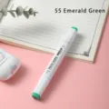 White barrel dual-head alcohol marker pen in 55 emerald green, professional sketching tool. - 55 Emerald Green