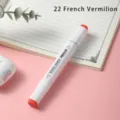 White barrel dual head alcohol marker pen 22 French Vermilion for drawing sketching. - 22 French Vermilion