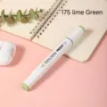 Single white barrel double-headed alcohol marker in 175 lime green for sketching drawing art. - 175 Lime Green