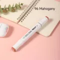 Dual head alcohol marker pen in 96 mahogany color with white square barrel for drawing art. - 96 Mahogany