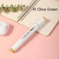 Single alcohol marker pen in 41 olive green, dual tip sketching art marker for drawing and design. - 41 Olive Green