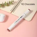 White barrel dual-tip alcohol marker pen, single piece, color 92 Chocolate for sketching. - 92 Chocolate