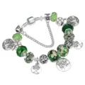Bracciale con ciondolo albero della vita in cristallo verde, catena serpente DIY. - 20cm