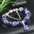 Bracciale con ciondoli di cristallo blu argento gioiello modulare fai da te donna moda - Blu Scuro-18CM