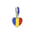 Ciondolo cuore bandiera smaltato blu giallo rosso, adatto per braccialetto e collana DIY. - Stile Bandiera 3