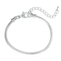 Base bracciale catena serpente argento con chiusura a moschettone e catena estensione DIY. - 16cm / Placcato Argento