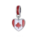 Enamel Canadian flag heart charm pendant for DIY bracelets and necklaces jewelry making accessory - Canada Flag