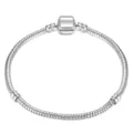 DIY 2.8mm silver snake chain bracelet base, minimalist jewelry accessory for charm styling. - White K Clasp Copper