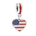 American flag heart dangle charm silver enamel fit DIY bracelet necklace accessory - USA Flag