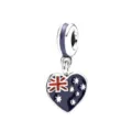 Australian flag heart dangle charm silver tone enamel fit European bracelet DIY jewelry gift - Australia Flag