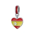 Spanish flag heart charm pendant for DIY charm bracelets and necklaces silver tone metal jewelry. - Spain Flag