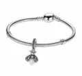 Bracciale catena serpente in argento con ciondolo ape carino e perla per creazione di gioielli. - 16cm / 010