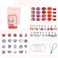 Kit Braccialetti con Ciondoli Fai da Te Rossi 68 Pezzi per Bambine Scatola Gioielli - Confezione Scatola Regalo Rossa
