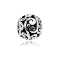 Silberne Legierung hohle Schnörkel Perle für DIY Charm Armbänder und handgemachte Schmuck Accessoires. - Hohles Symbol Antike Silber Große Loch Perle