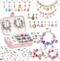 Kit per braccialetti con perline DIY per ragazze con scatola e ciondoli di cristallo colorati. - Set Multicolore 133PCS