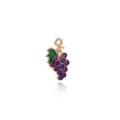 Ciondolo charm in metallo smaltato uva viola per bracciale collana fai da te creazione gioielli. - Frutta Uva / 1 Pezzo (10x17mm) / Viola