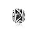 Perlina cava in lega argentata accessorio per bracciale charm DIY, design floreale. - Perla Con Foro Grande In Argento Antico A Punta Di Fiore Cava