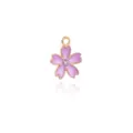 Pink enamel cherry blossom metal pendant charm for DIY bracelet necklace jewelry making. - Pearl Cherry Blossom