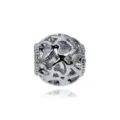 Perlina sferica cava in lega argentata accessorio per braccialetto fai da te distanziatore - Perla Con Foro Grande In Argento Antico A Cuore Cavo