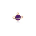 Purple enamel Saturn planet metal charm pendant for DIY handmade bracelet necklace jewelry accessory - Starry Planet