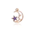 Purple Enamel Star Moon Alloy Charm Pendant DIY Bracelet Necklace Jewelry Accessory - Moon & Star