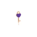 Purple enamel heart key pendant alloy DIY jewelry accessory for handmade bracelets and necklaces. - Heart Key