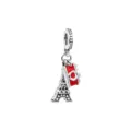 Silver Eiffel Tower camera charm bead for European DIY snake chain bracelets and necklaces. - Silver Eiffel Tower Camera Charm