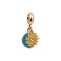 Golden sun and moon charm pendant DIY bracelet jewelry accessory sparkling enamel cute design - Gold Sun and Moon Charm
