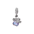 Silver tone ocean style charm bead with gradient heart crystal, compatible with bracelet. - Purple Gradient Bear Pendant