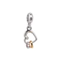 Silver three-color metal heart DIY bracelet charm pendant for custom fashion jewelry making. - Tri-Color Heart Charm