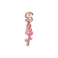 Rose gold pink enamel rose flower dangle charm for DIY European bracelets accessory - Pink Rose Charm