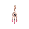 Ciondolo acchiappasogni in oro rosa con perla farfalla piuma per charm braccialetto DIY - Oro Rosa Farfalla Acchiappasogni