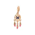 Charm acchiappasogni in oro rosa con farfalla blu e piume rosa per braccialetti fai da te - Oro Chiaro Farfalla Acchiappasogni
