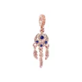 Charm pendente acchiappasogni in oro rosa con eleganti pietre blu per il braccialetto fai da te - Oro Rosa Pieno Diamante Acchiappasogni