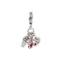 Silver alloy cat paw print and best friend heart charm pendant for bracelet DIY - Best Friend Cat and Dog