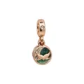 Exquisite Rose Gold Whale Tail Charm with Green Enamel and Sparkling Crystal for DIY Bracelet - Rose Gold Whale Tail Pendant