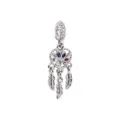 Bead Charm Acchiappasogni in Argento con Strass Colorati e Piume per Braccialetto FAI DA TE - Argento Bicolore Pietra Preziosa Acchiappasogni