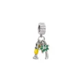 Ciondolo bead con bicchiere da cocktail e palma in argento per braccialetti fai da te. - Albero di Cocco Bottiglia di Vino Ciondolo