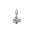 Charm pendente in argento con cuore e ape in smalto colorato per braccialetti fai da te. - Arcobaleno Libellula Ciondolo