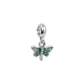 Ciondolo farfalla in lega strass argento perla per accessori gioielli braccialetto fai da te. - Verde Colorato Farfalla Perlina