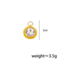 Yellow enamel rhinestone pendant charm, shiny crystal detail for custom diy jewelry. - Style C
