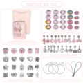 Kit per braccialetti fai da te con portagioie rosa e 66 perline colorate per bambine. - Confezione Scatola Regalo Rosa
