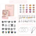 Kinder DIY Schmuck Set mit rosa Schmuckkasten und bunten Perlen Anhängern für Mädchen Basteln. - Bunt Geschenkbox Verpackung