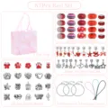 67-teiliges Kinder DIY Charm Armband Set mit Geschenkbeutel, Perlen und Anhängern für Mädchen - Rot