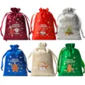 Sacchetti regalo di Natale in raso con coulisse, perfetti per caramelle e feste. - 6 pezzi/confezione / 6 Colori Misti