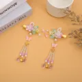 Ninos Tradicional Hanfu Horquillas Pelo Estilo Antiguo Borla Pinzas Bonitas Flores Pinzas - Rojo sandía
