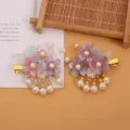 Horquillas de pelo de estilo antiguo chino, pinzas de flores esmaltadas perlas variante. - Floral Violeta Degradado