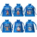 Sacchetti regalo natalizi in satin coulisse festa caramelle set di 6 stili festivi - 6 pezzi/confezione / Blu zaffiro