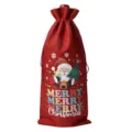 Christmas Jute Wine Bottle Bag Festive Holiday Red Wine Champagne Gift Packaging Jute Sack - Wine Red 08